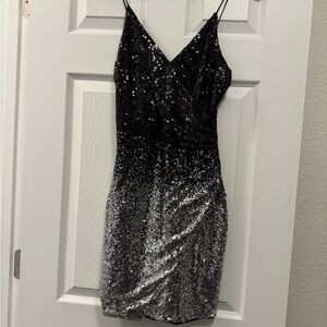 Windsor Black and Silver Sequin Mini Dress
